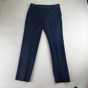 THEORY Women Pants Size 4 Navy Blue Virgin Wool Cropped Slim Leg Pockets